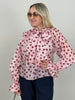 Bluse mit Punkten in Hellrosa/Rot