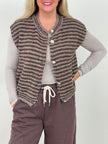 Strickweste Streifen Dog Mom in Mokka/Taupe