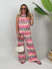 Marlene Hose Kofferstoff ZickZack in Pink/Beige