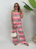 Marlene Hose Kofferstoff ZickZack in Pink/Beige