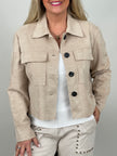 Jacke Velours in Dunkelbeige