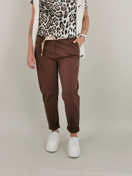 Jogpants mit Gürtel in Mokka Artikel 6249