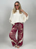 Hose Satin Paisley in Bordeaux