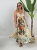 Maxikleid mit ausgefallenen Boho-Print & dezentem Glitzer