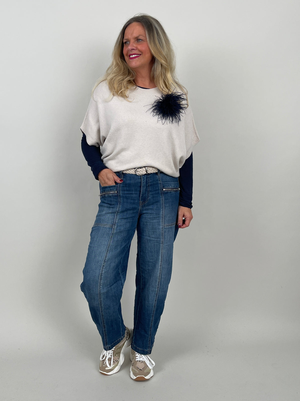 Jeans Barrel mit Zipper Details