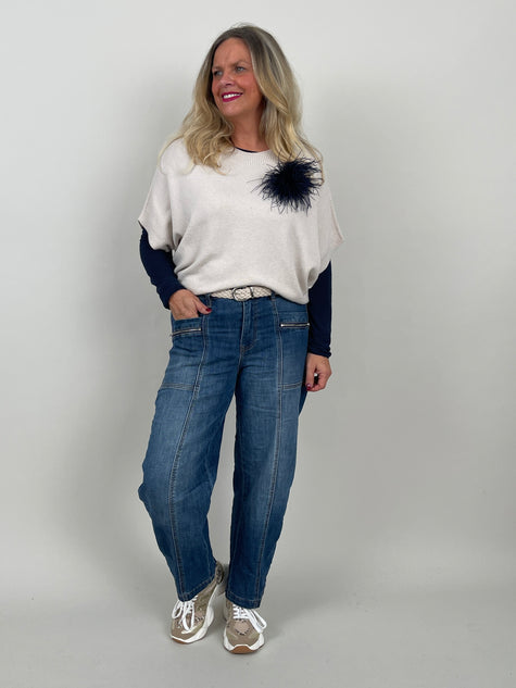 Jeans Barrel mit Zipper Details