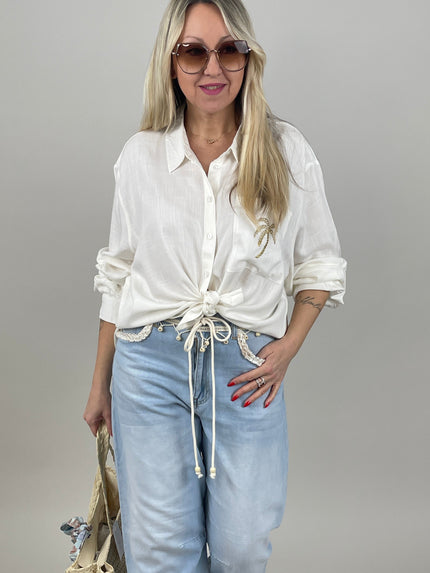 Bluse Palme in Weiß Art. 6900