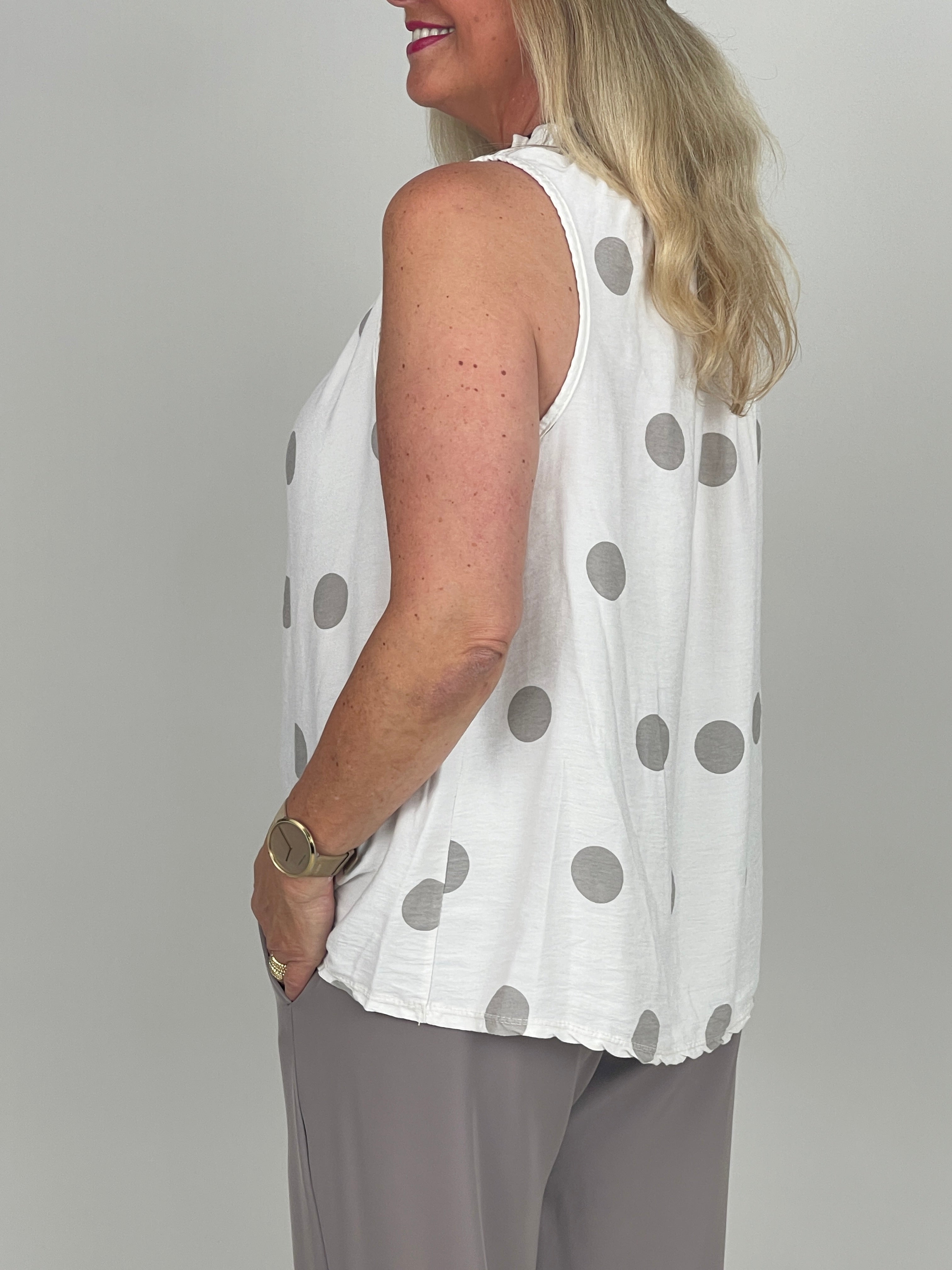 Blusentop Punkte in Creme
