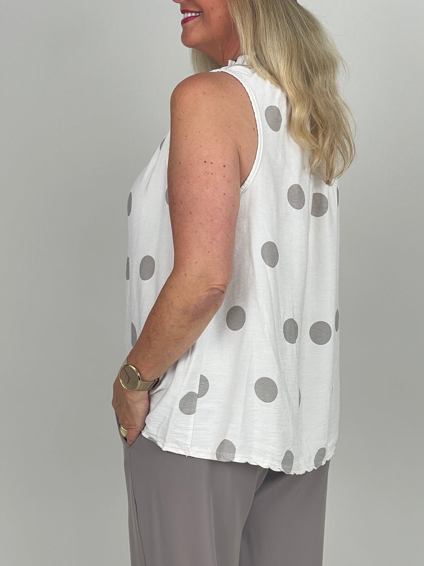 Blusentop Punkte in Creme
