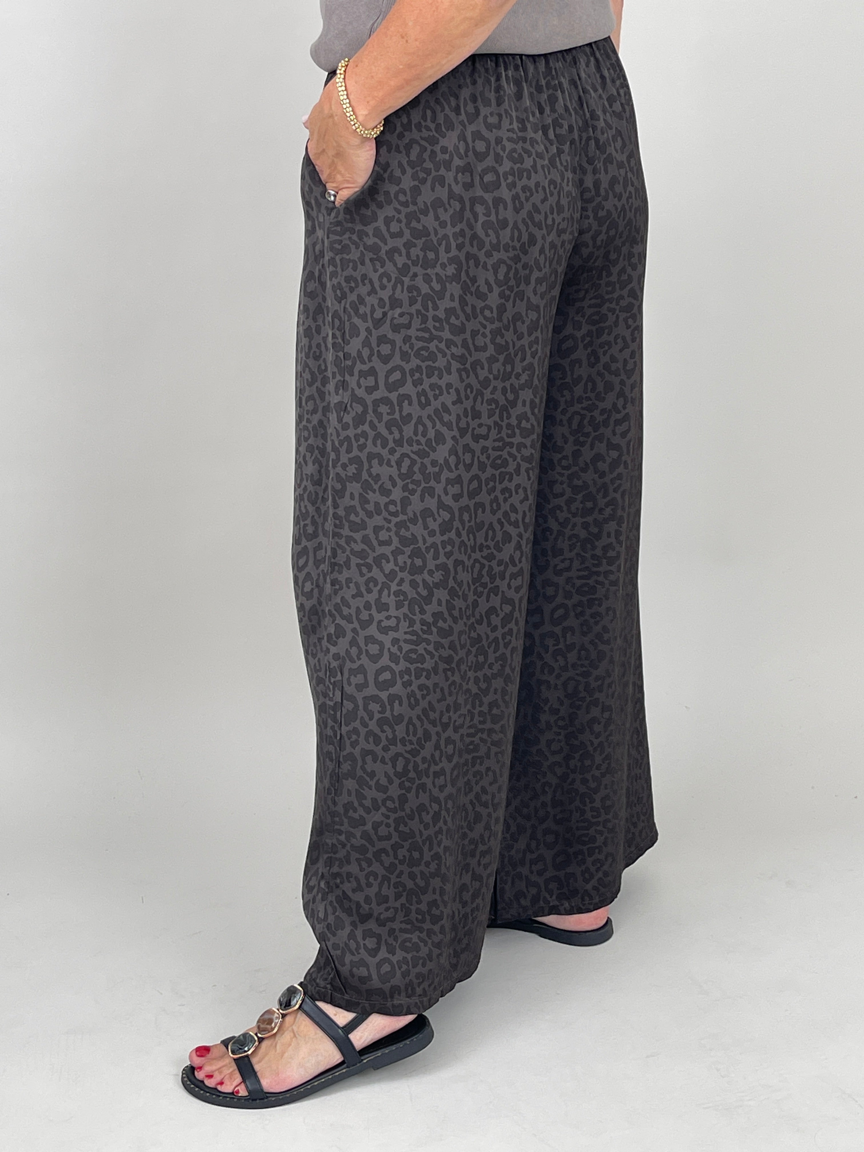 Hose Satin Leo in Mokka/Schwarz