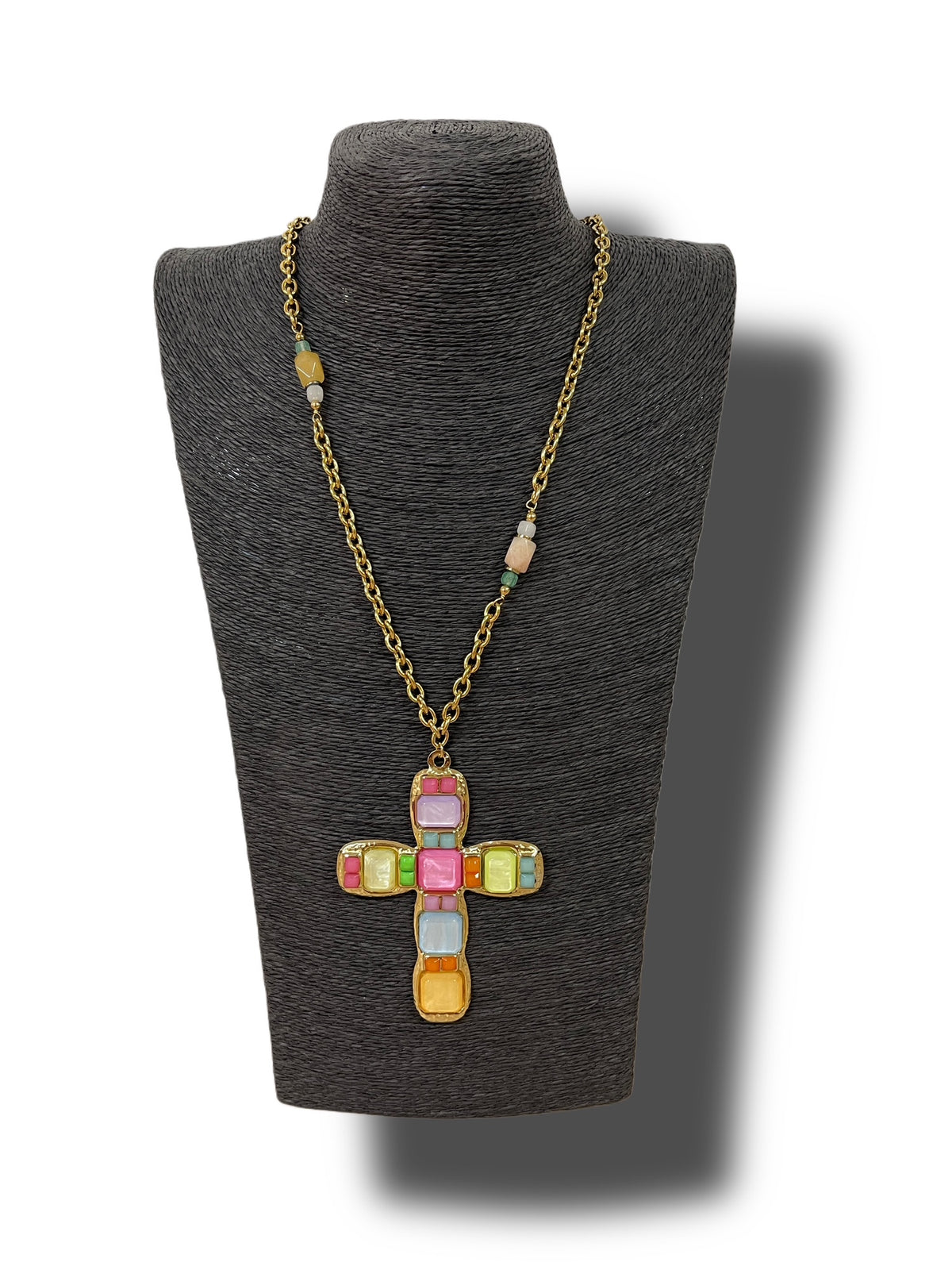 Kette mit Kreuz in Bunt