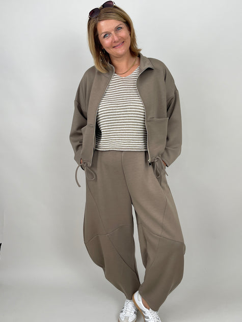 Sweatjacke in Taupe