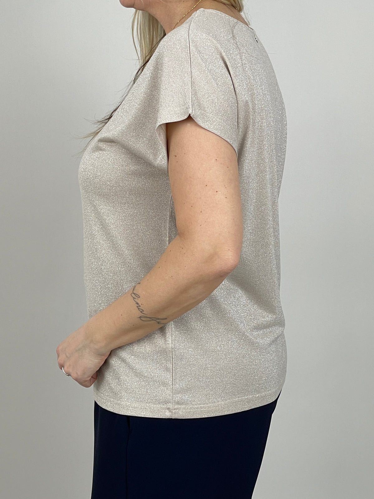 T-Shirt Glitzer in Beige