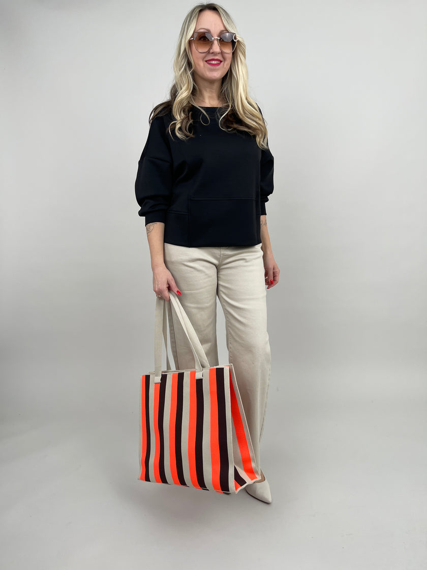 Sweatshirt Soft mit Knöpfen in Schwarz Artikel 6795