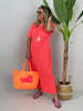 Kleid Streifen in Orange/Rosa