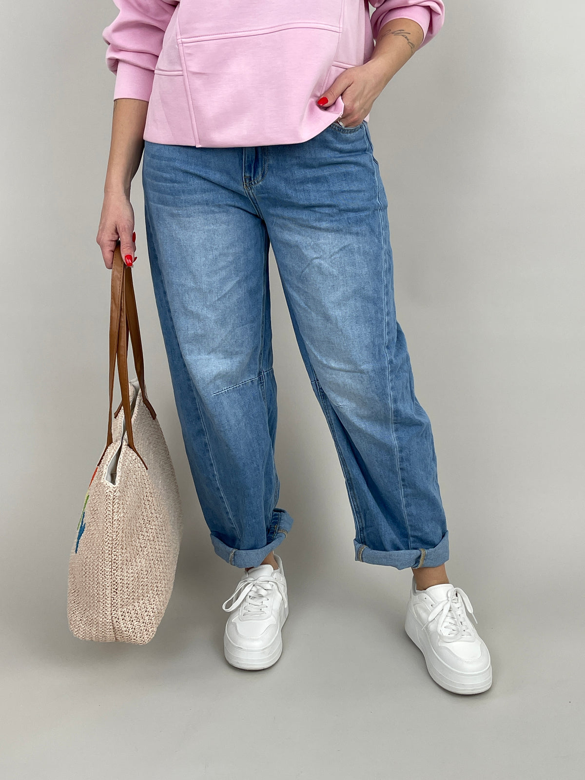 Jeans Ballon-Schnitt Helle Waschung