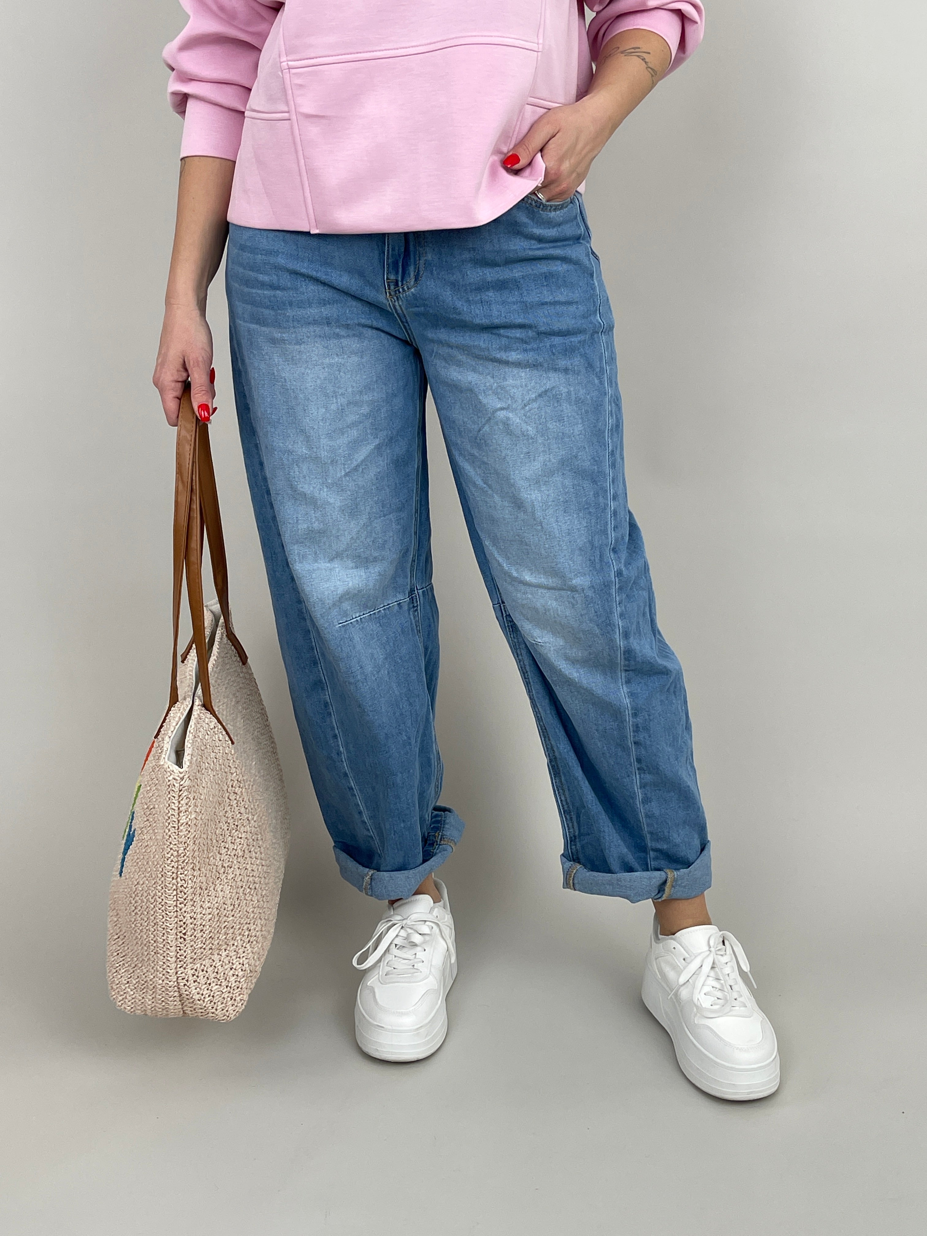 Jeans Ballon-Schnitt Helle Waschung Art. 6709