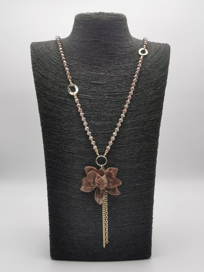 Kette mit Blume in Taupe