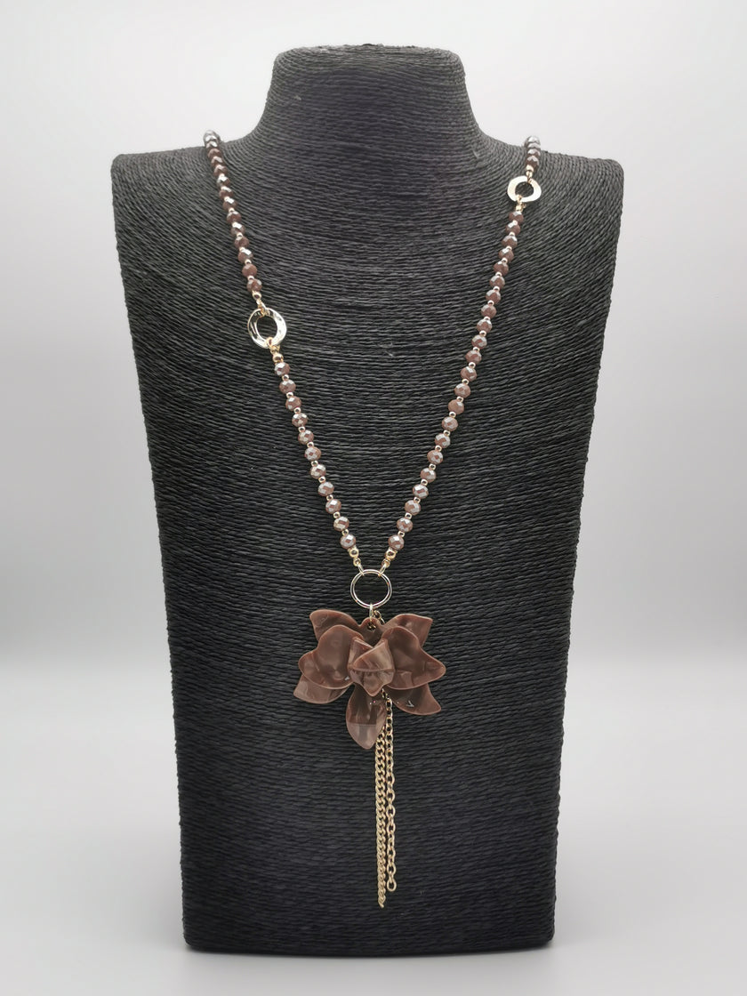 Kette mit Blume in Taupe Artikel 6340