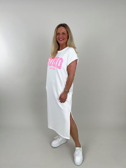 Sweatkleid Maxi mit Aufdruck Offwhite Artikel 6035