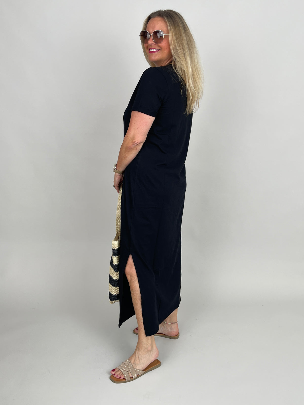 Shirtkleid Uni in Schwarz