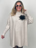 Pulloverkleid mit Stehkragen in Beige