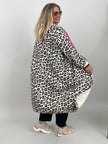 Leo Sweatmantel mit pinken Details in Beige