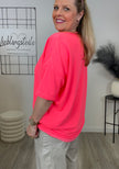 Leichtes Sweatshirt 1/2 Arm Dackel in Neonpink Art. 6964