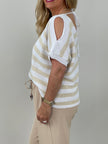 Leichter Strickpulli in Weiß/Beige