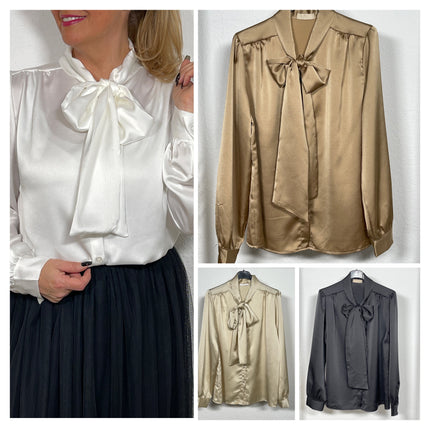 Schluppenbluse Satinoptik in versch. Farben Artikel 3825