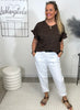 Shirt mit Volants Leo in Mokka/Schwarz