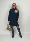 Pulloverkleid mit Stehkragen in Schwarz