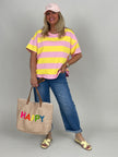 T-Shirt Streifen in Rosa/Gelb