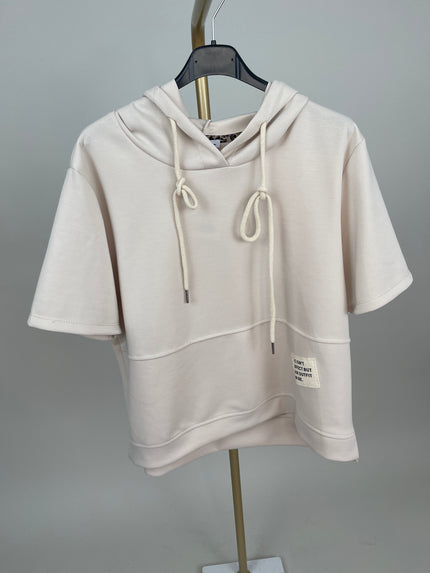 Hoodie Kurzarm Soft in Beige