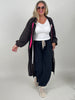Leo Sweatmantel mit pinken Details in Mokka