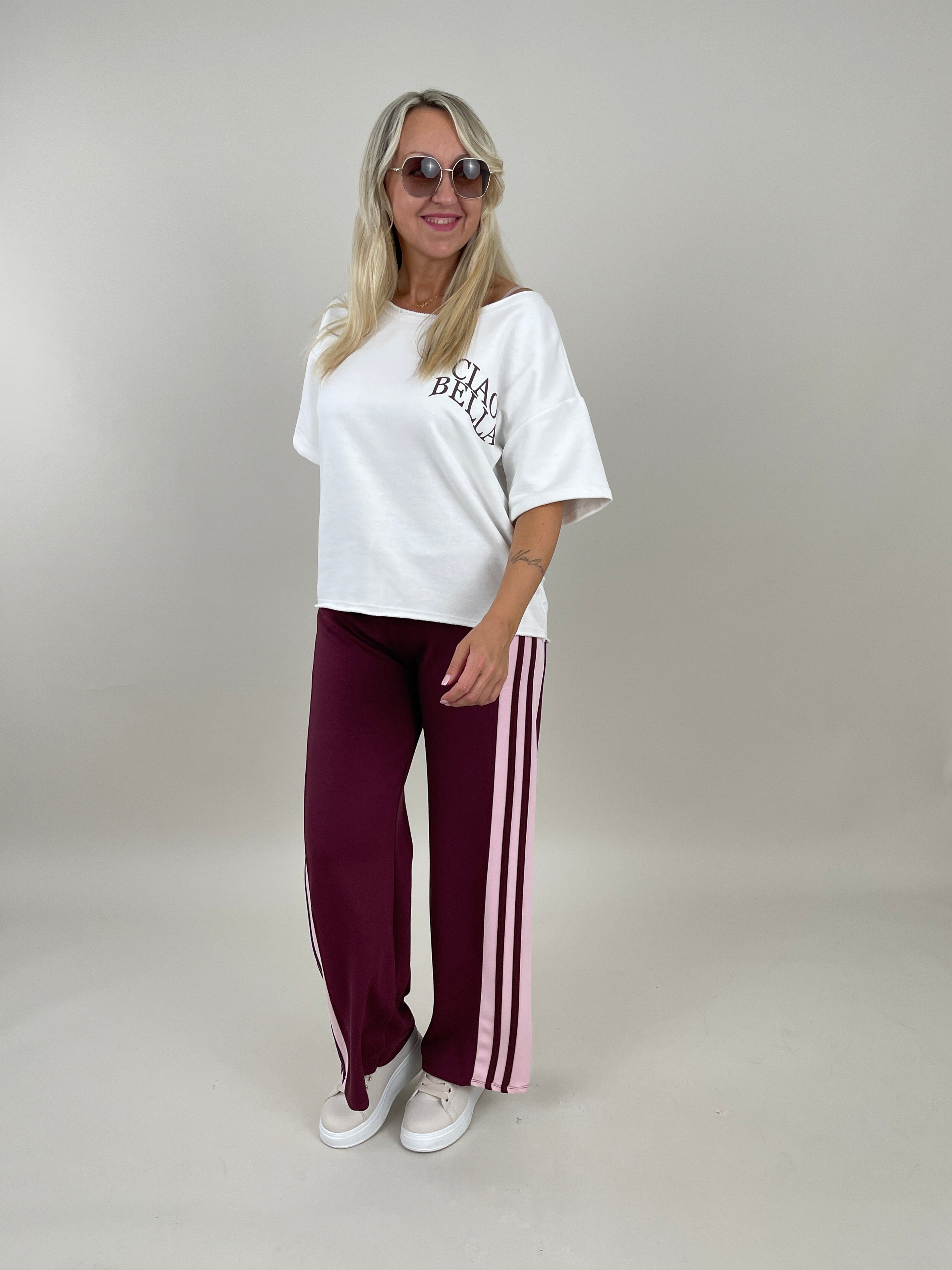 Sweatshirt Kurzarm mit Rückenprint in Weiß Artikel 6272