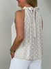 Neckholder Top Punkte in Beige/Weiß