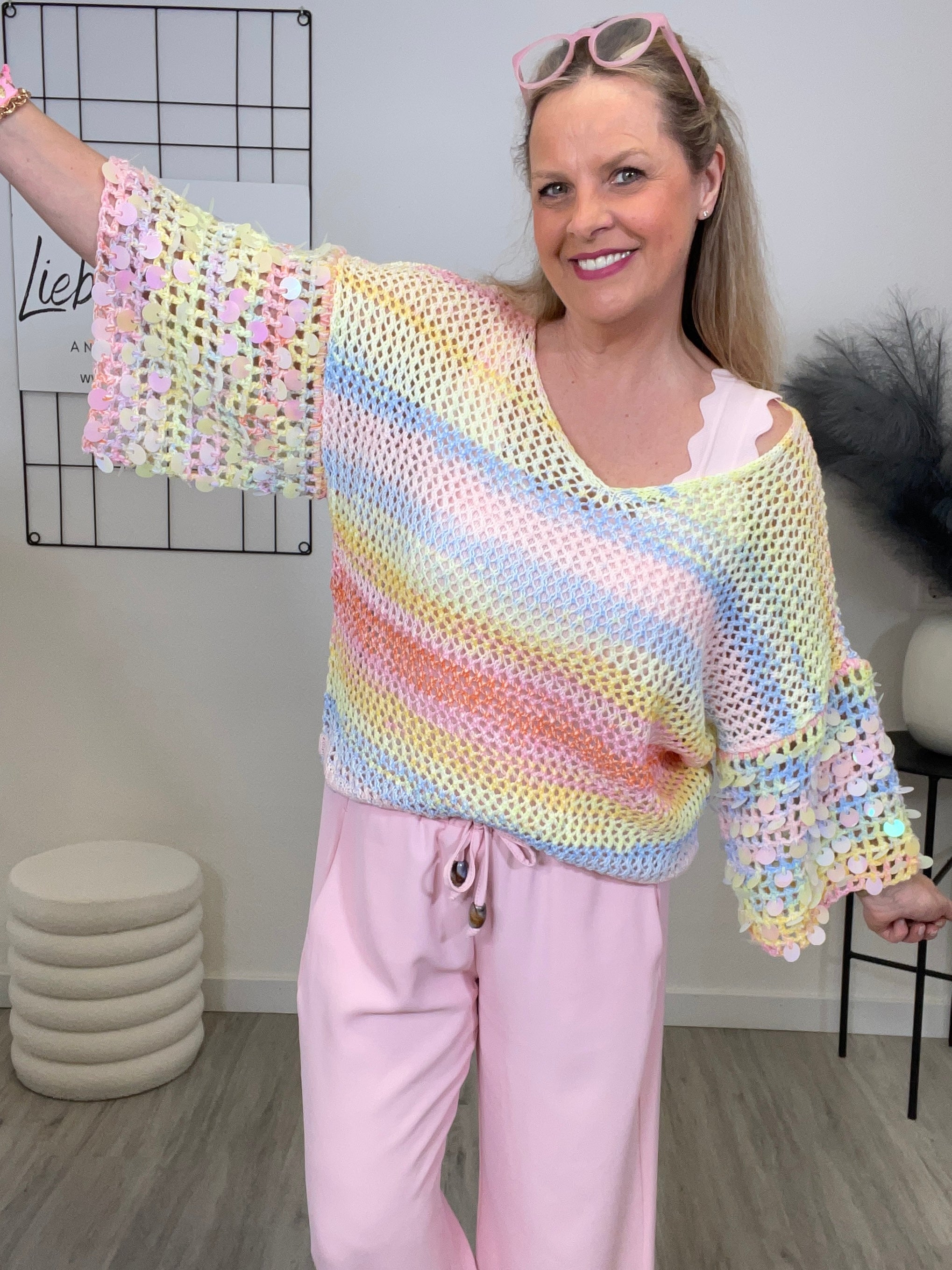 Pullover Bunt mit Pailletten Art. 6956