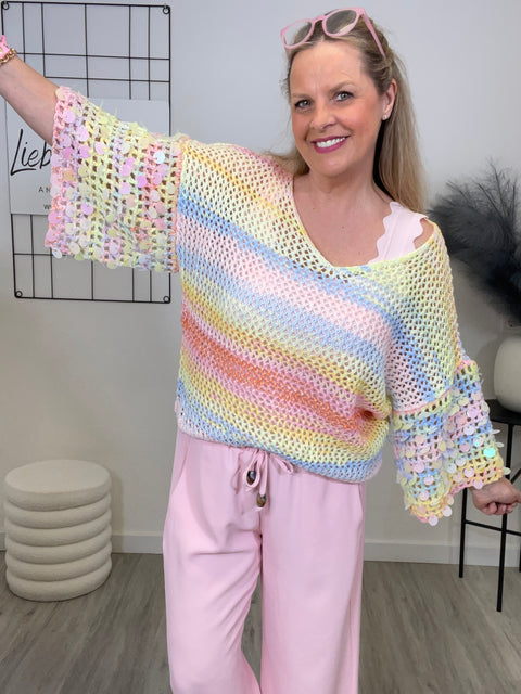 Pullover Bunt mit Pailletten Art. 6956