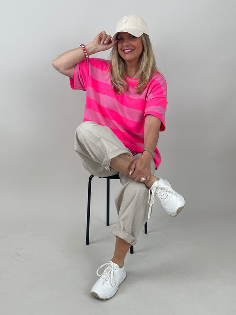 T-Shirt Streifen in Rosa/Pink