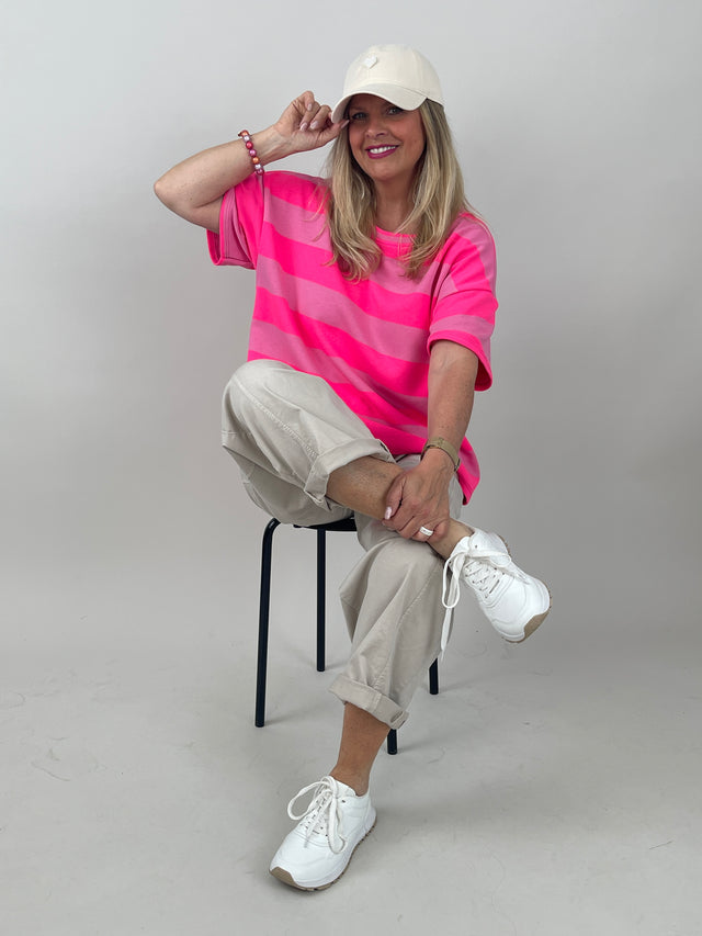 T-Shirt Streifen in Rosa/Pink