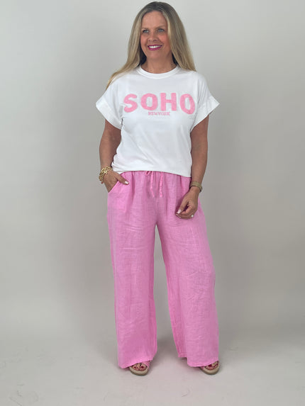 T-Shirt Soho in Weiß/Rosa