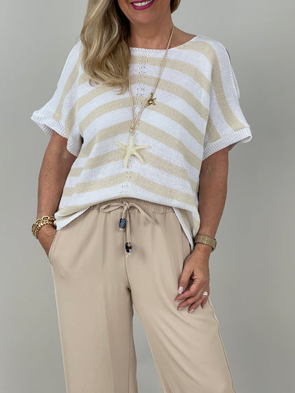 Leichter Strickpulli in Weiß/Beige