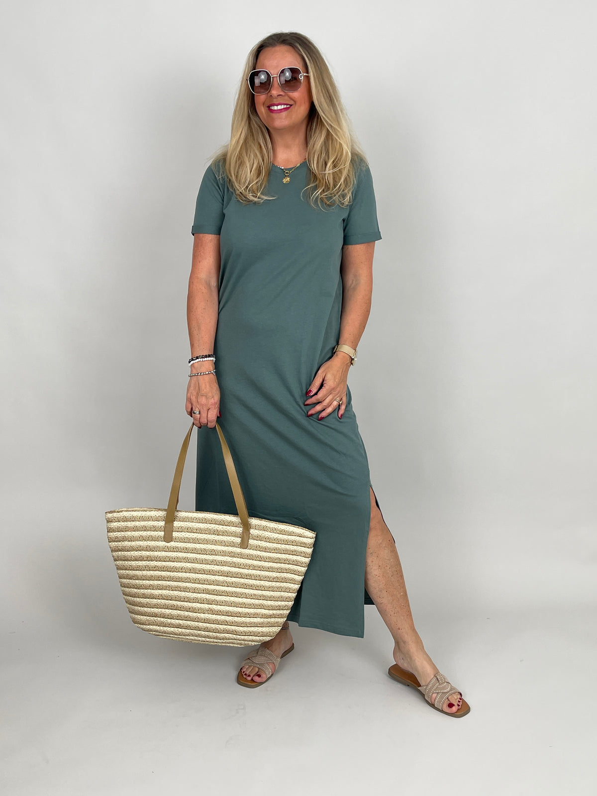 Shirtkleid Uni in Salbei