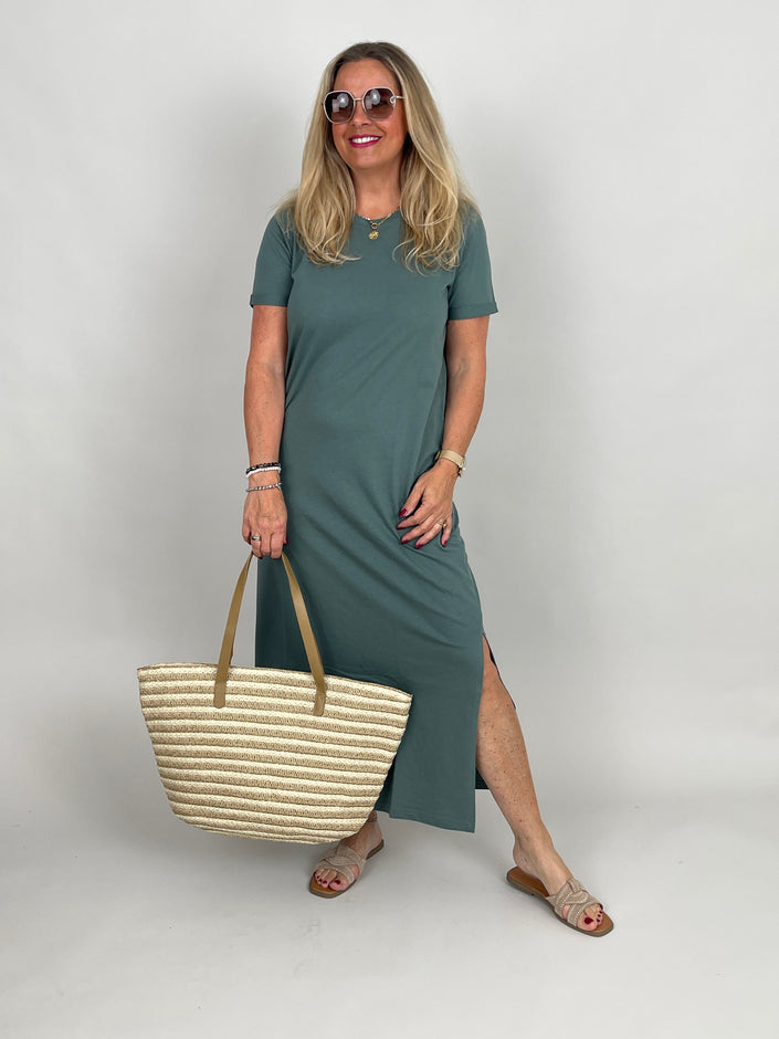 Shirtkleid Uni in Salbei