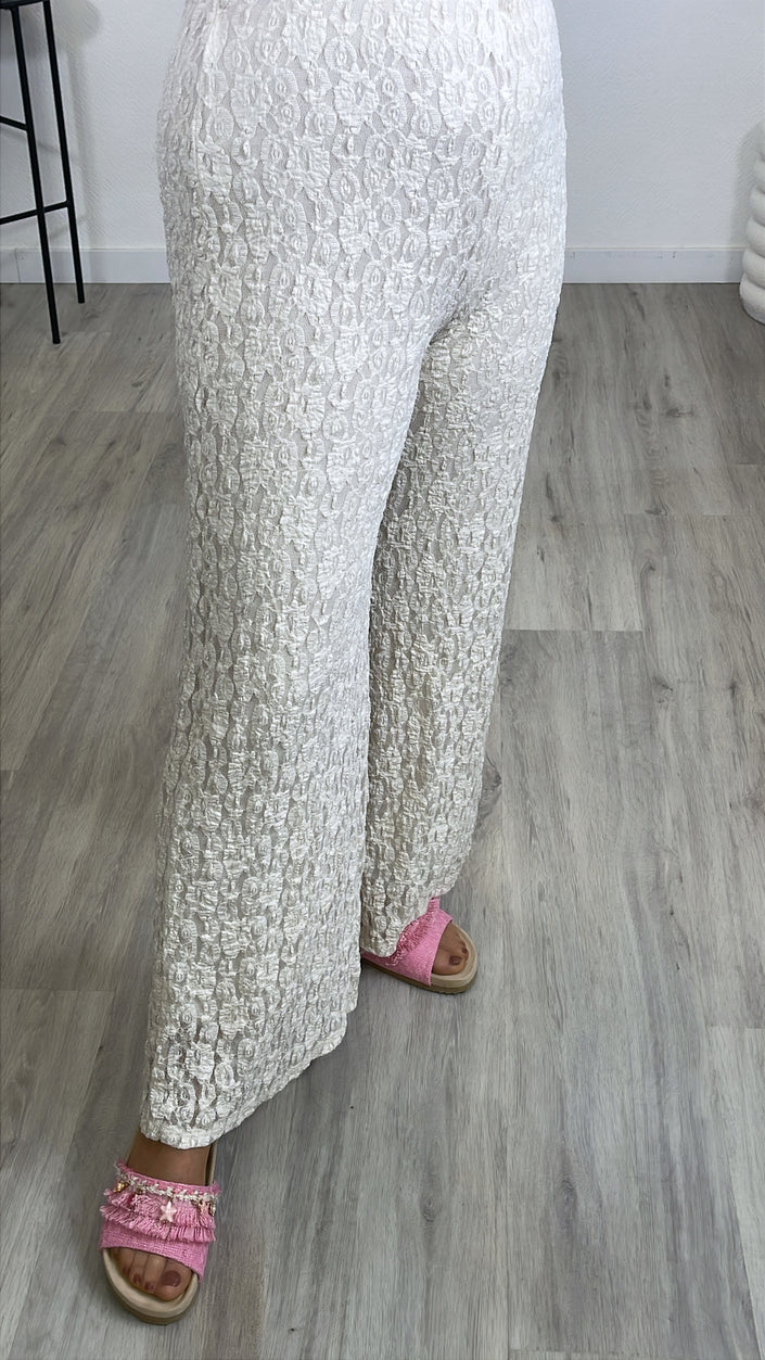 Spitzenhose in Beige