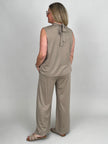 Top Butterstoff mit Schleife in Taupe
