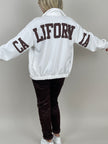 Sweatjacke mit Schriftzug in Offwhite Artikel 6263
