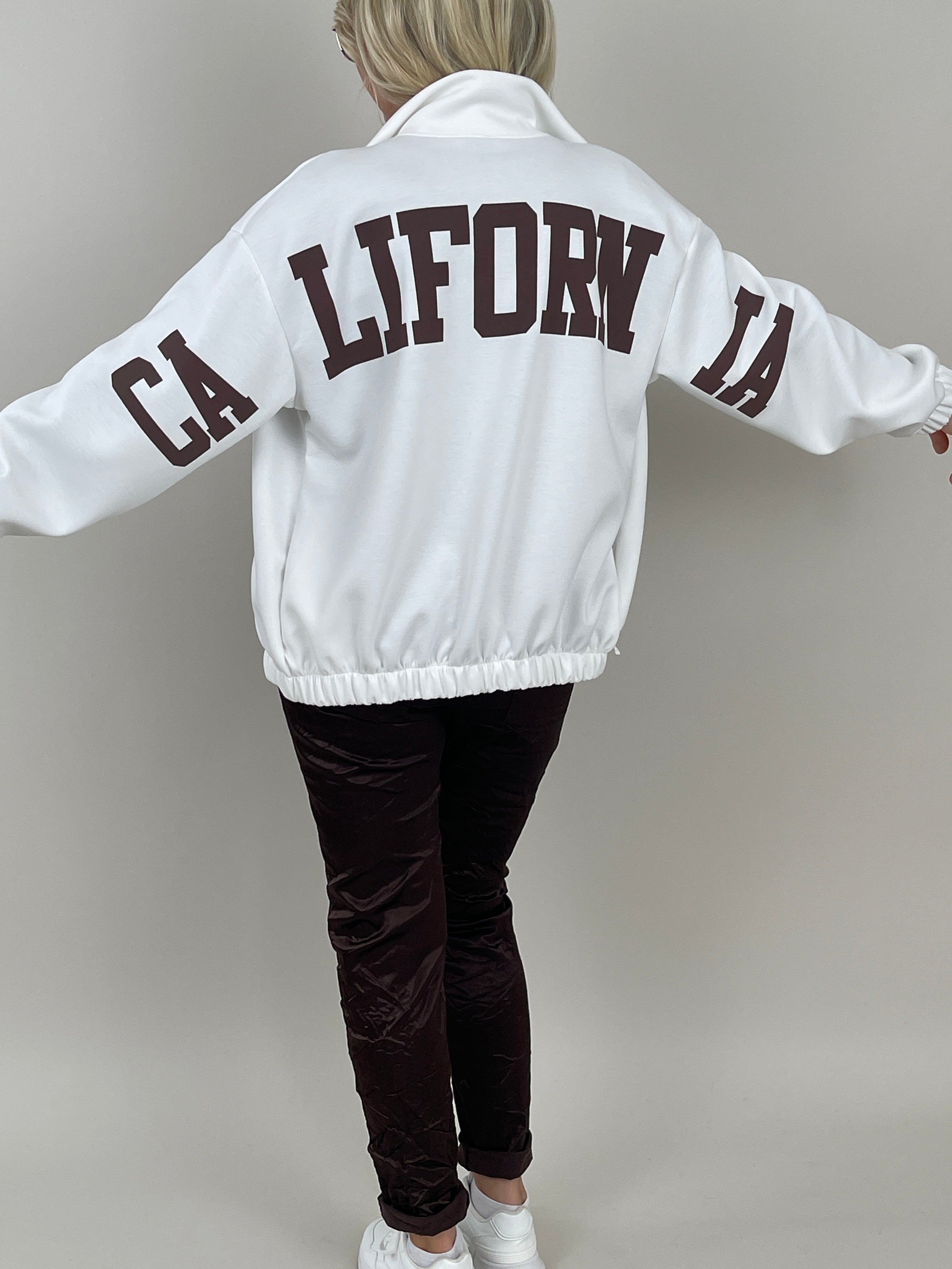 Sweatjacke mit Schriftzug in Offwhite Artikel 6263