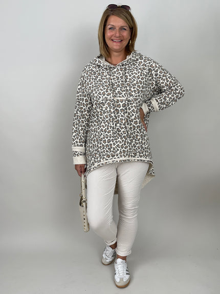 Langer Hoodie im Leo-Muster
